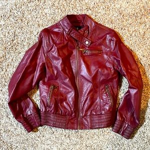 Forever 21- Wine Colored Faux Leather Jacket- size M